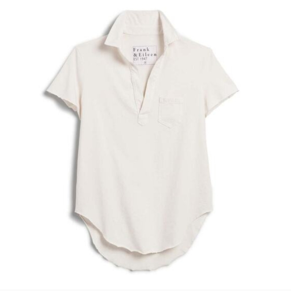 Frank & Eileen Ivory Short-Sleeve Popover Collar Shirt